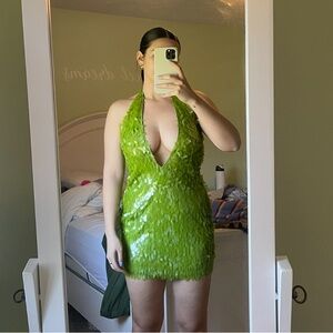 Meshki Primrose Sequin Halter Mini Dress